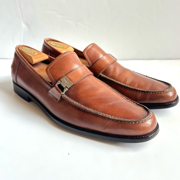 Salvatore Ferragamo Chestnut Brown Italian Leather Loafers Size 10.5 D - Picture 12 of 15